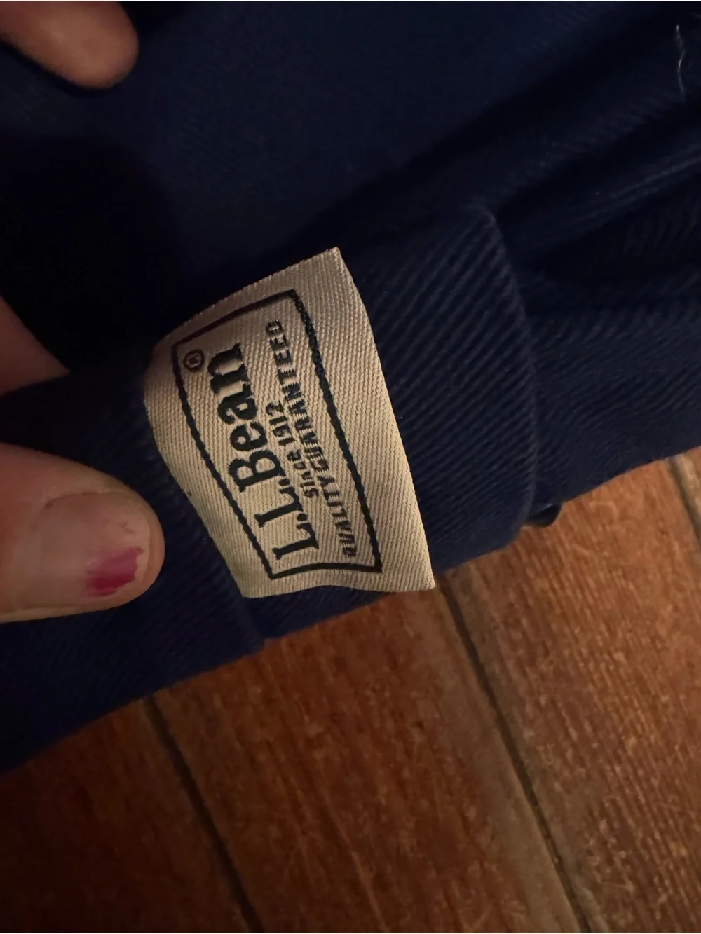 The L.L.Bean blue canvas and denim pet beds feature heavy-duty, cotton-blend
